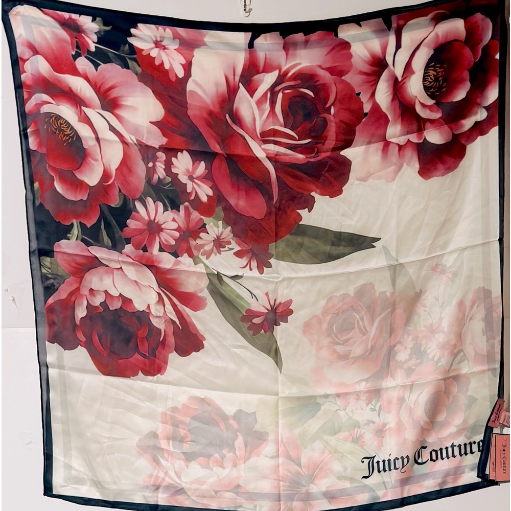 Juicy Couture Women’s Multi - Wear Square Satin Scarf 36in x 36in